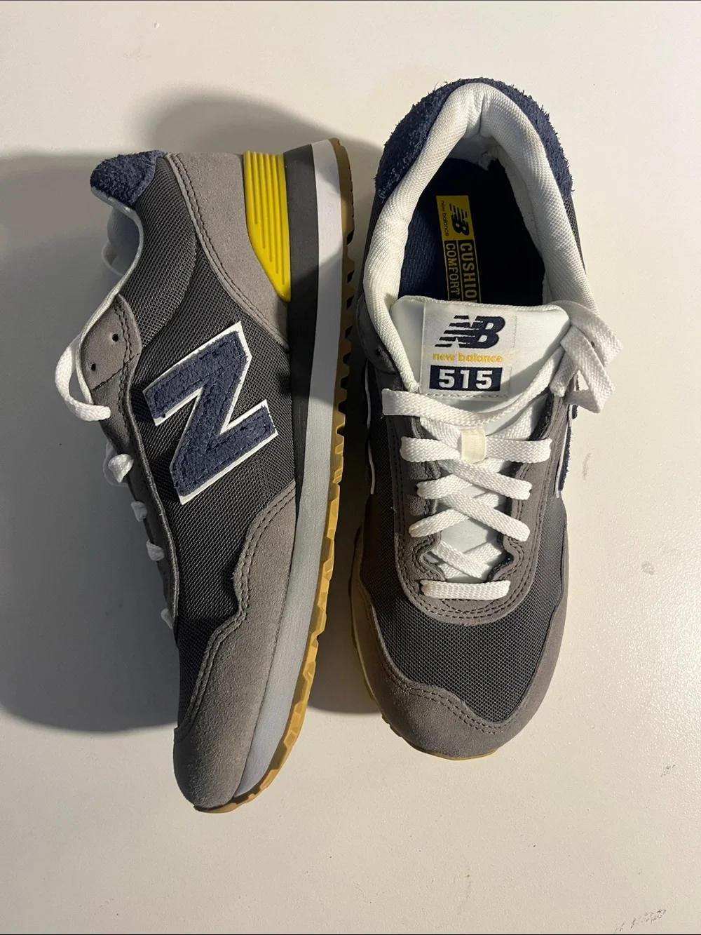 New Balance Gray and White 515 Running Sneakers